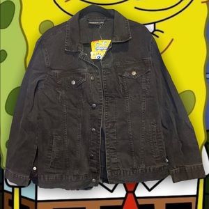 NWT Sponge Bob Squarepants Black denim Jacket Men's Size M
